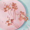 thumbnail image 3 of MIALLO Elegant Handmade Pearl Flower Headpiece (4 Pack), Golden Leaf Hair Comb & U-Shaped Pins for Brides, Bridesmaids and Wedding Guest, 3 of 7