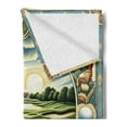 thumbnail image 2 of Ambesonne Golf Themed Fleece Throw Blanket Classicism Painting 50"x70" Fern Green Blue and Mustard, 2 of 5