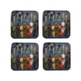 thumbnail image 2 of Balery 4 Pcs Various Herbs And Spices In Spoonsleather Coasters Set, Drink Table Cup Coasters For Living Room Kitchen Coffee Decor, 2 of 9