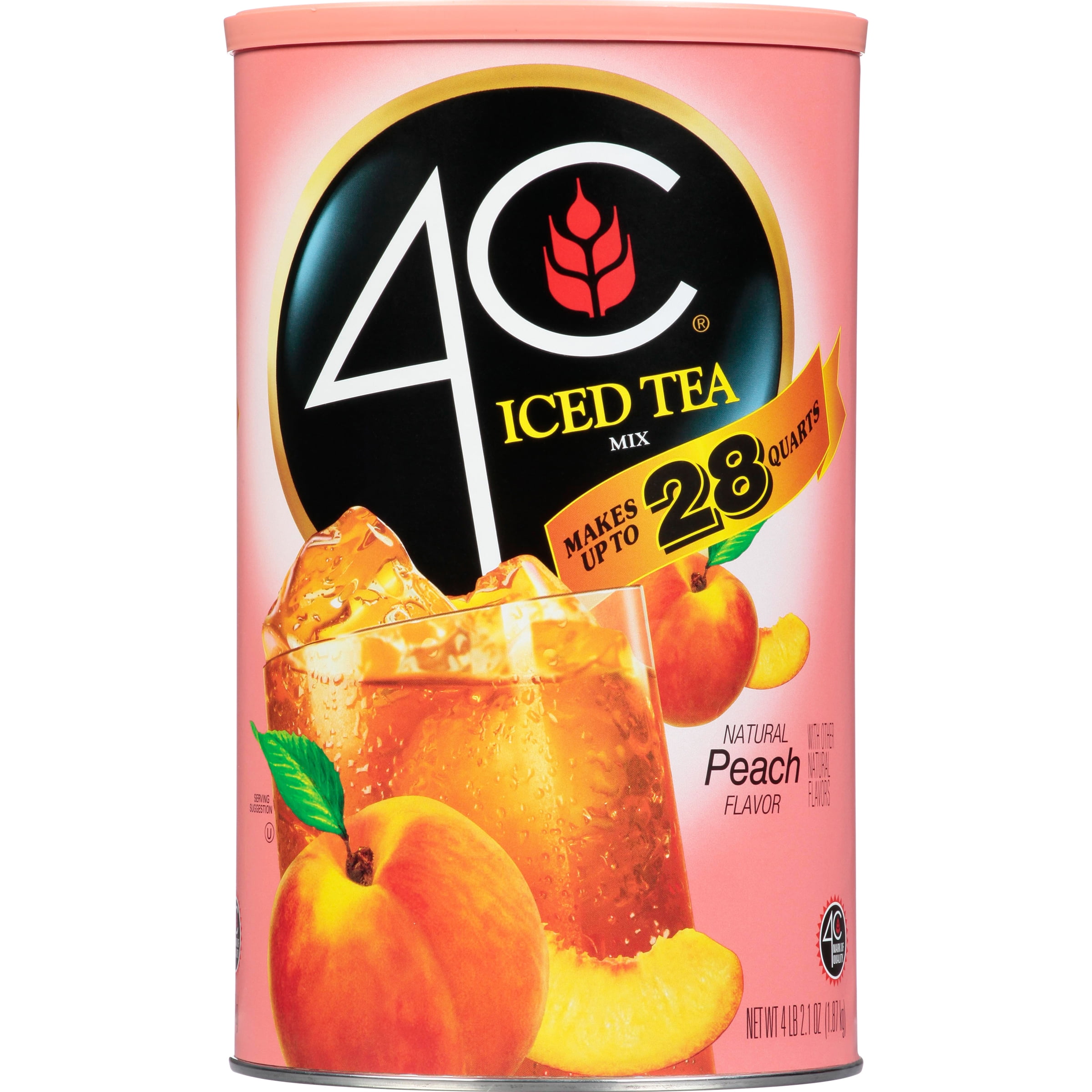 (4 pack) 4C Natural Peach Iced Tea Mix, 66.1 oz (4lbs 2.1oz)