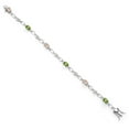 thumbnail image 2 of Gem Stone King 925 Sterling Silver Peach Morganite and Green Peridot and Round White Lab Grown Diamond Tennis Bracelet for Women (3.04 Cttw, Gemstone Birthstone, Oval 6X4MM, 7.25 inches), 2 of 4