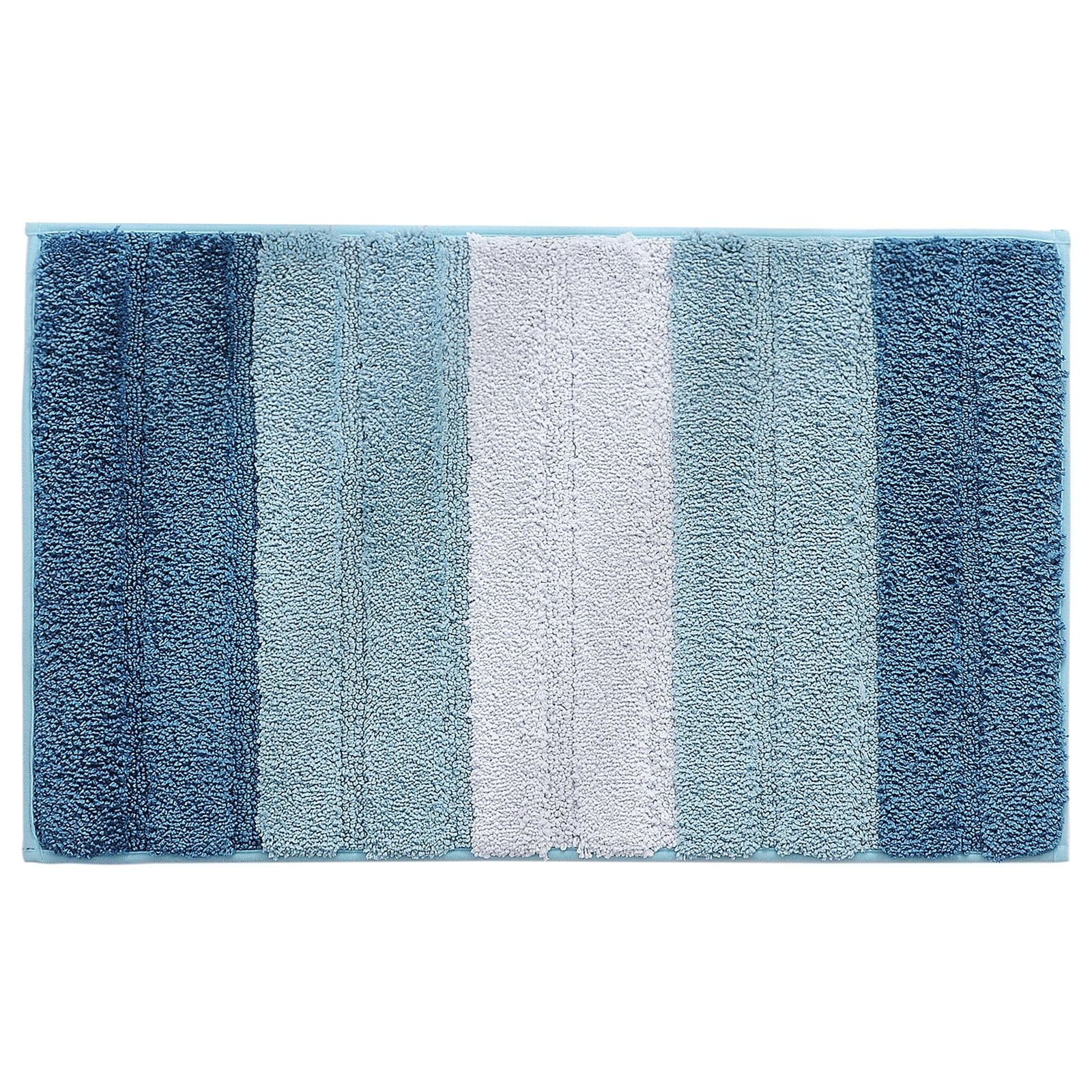 Striped Bathroom Rug Gradient Bath Mat Non-Slip Door Mats Soft Shaggy Thick Bath Rugs Absorbent machine washable Floor Mats for Bath Room, Toilet, Bedroom, Kitchen，20''x 32''，Blue