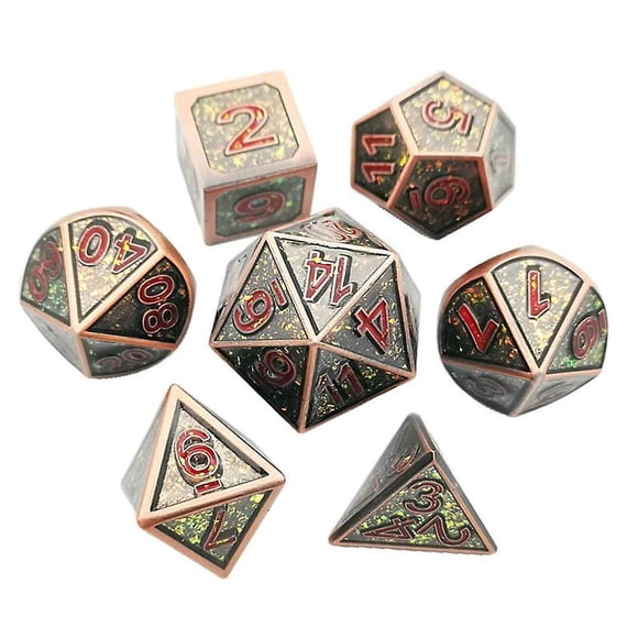 Pieces Metal Polyhedral Dice D4 D6 D8 D10 D12 D20 Die Set Style 1
