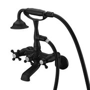 sumerain Vintage Wall Mount Clawfoot Tub Faucet Matte Black with Hand Shower, 3" to 9" Adjustable Holes Distance