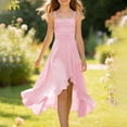 thumbnail image 2 of LNMQLPDBS Teen Girl Bridesmaid Dresses Girls Cute Spaghetti Strap Formal Wedding Party Flower Girl Dress Ruffle Hem A-line Party Pageant Gown, 2 of 9