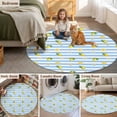 thumbnail image 6 of Summer Fruit Round Living Room Rugs 8 ft, Watercolor Yellow Lemon Rustic Flower Plate Blue Stripes Washable Large Area Rug with Non-Slip Sturdy Edge Binding Round Carpet for Dining Room Kitchen, 6 of 9