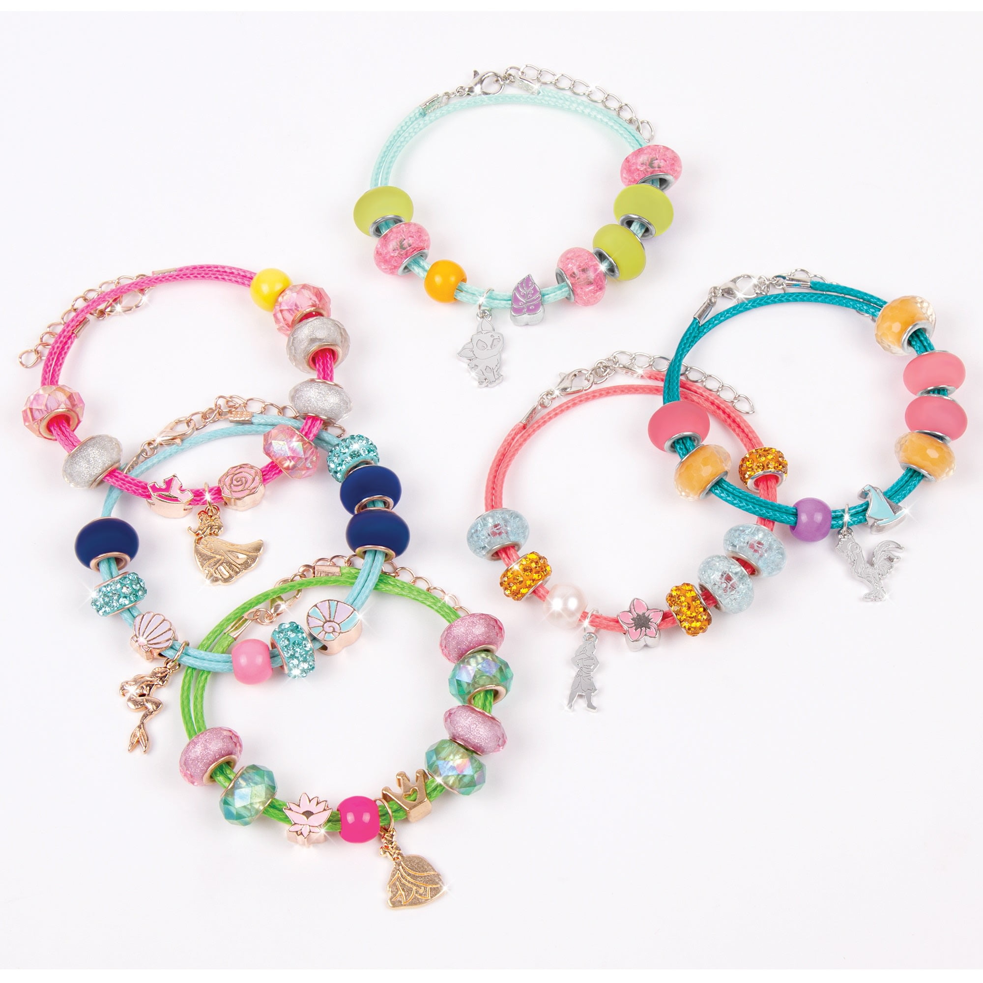 Disney Princess 2-in-1 Deluxe Royal DIY Jewels & Gems Kit- Create 6 Princess Charm Bracelets, 67 Piece,  Ages 8+