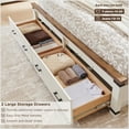 thumbnail image 5 of OKD Farmhouse Full Size Bed Frame w/ 54" Tall Geometric Headboard, Rustic Wood Platform Bed w/ 2 Large Storage Drawers, Wood Slats Support, Noise Free, No Box Spring Needed, Antique White, 5 of 6