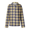 thumbnail image 4 of SYMOID Plaid Blouses for Women Long Sleeve Collared Juniors Girls Casual Shirts Top,Khaki,Size XL, 4 of 4