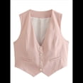 thumbnail image 3 of Chaleco de Traje Corto para Mujer, con Botones, Informal, Elegante, para Negocios. Rosa L, 3 of 9