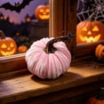 thumbnail image 5 of Hvmvliv Simulated Pumpkin Decoration,Halloween Thanksgiving 4.72in Faux Velvet Fabric Pumpkin Decor Cabinet Display,Versatile Centerpiece for Home,Table,Party Pink, 5 of 6