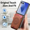 thumbnail image 2 of Decase Case for Samsung Galaxy Z Flip 6, Shockproof Magnetic Leather Wallet Phone Case with Card Holder,Brown, 2 of 7