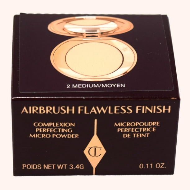 charlotte Tilbury Mini Airbrush Flawless Finish Setting Pressed compact  Makeup Face Powder for Women - 2 Medium 