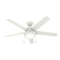 thumbnail image 3 of Hunter 52 inch Indoor Ceiling Fan with LED Light - White Ceiling Fan with Pull Chain, For Bedroom, Living Room, or Kitchen, Standard Mount, No Remote, 5 Blades - Anslee 50231, Fresh White, 3 of 11