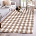 thumbnail image 2 of 2.7x5 Washable Area Rug, Brown White Non-Slip Rectangle Rug for Bedroom Bedside, Grey Buffalo Plaid Texture Indoor Floor Mat for Home Decor, 2 of 9