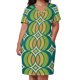 thumbnail image 2 of Retro Geometric Globe Pattern 540 Loose Pocket Dress Women's dress short dresses daring, 2 of 6