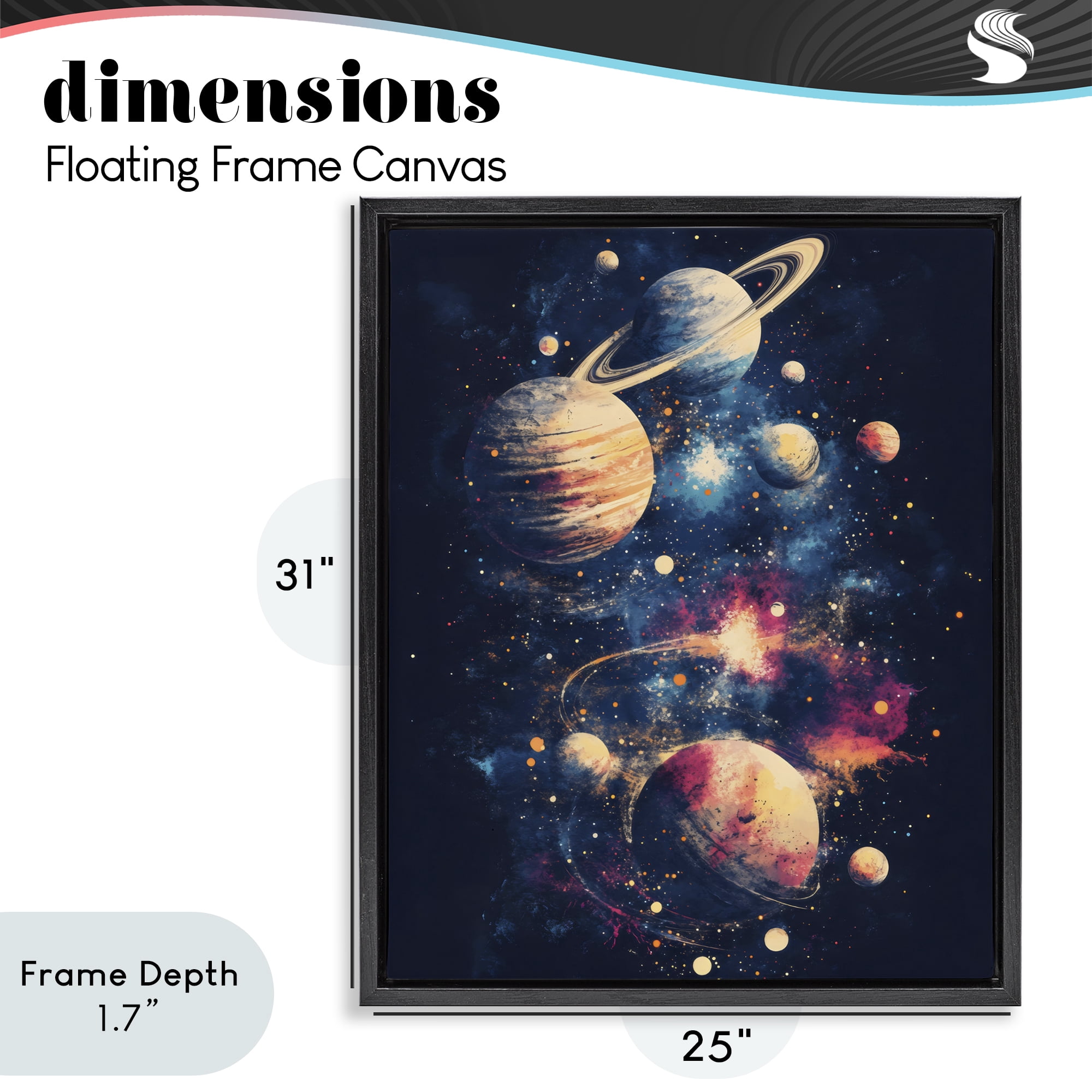 Stupell Industries Cosmic Planet Curiosities Black Framed Floater Canvas Wall Art, design by Creative Studio