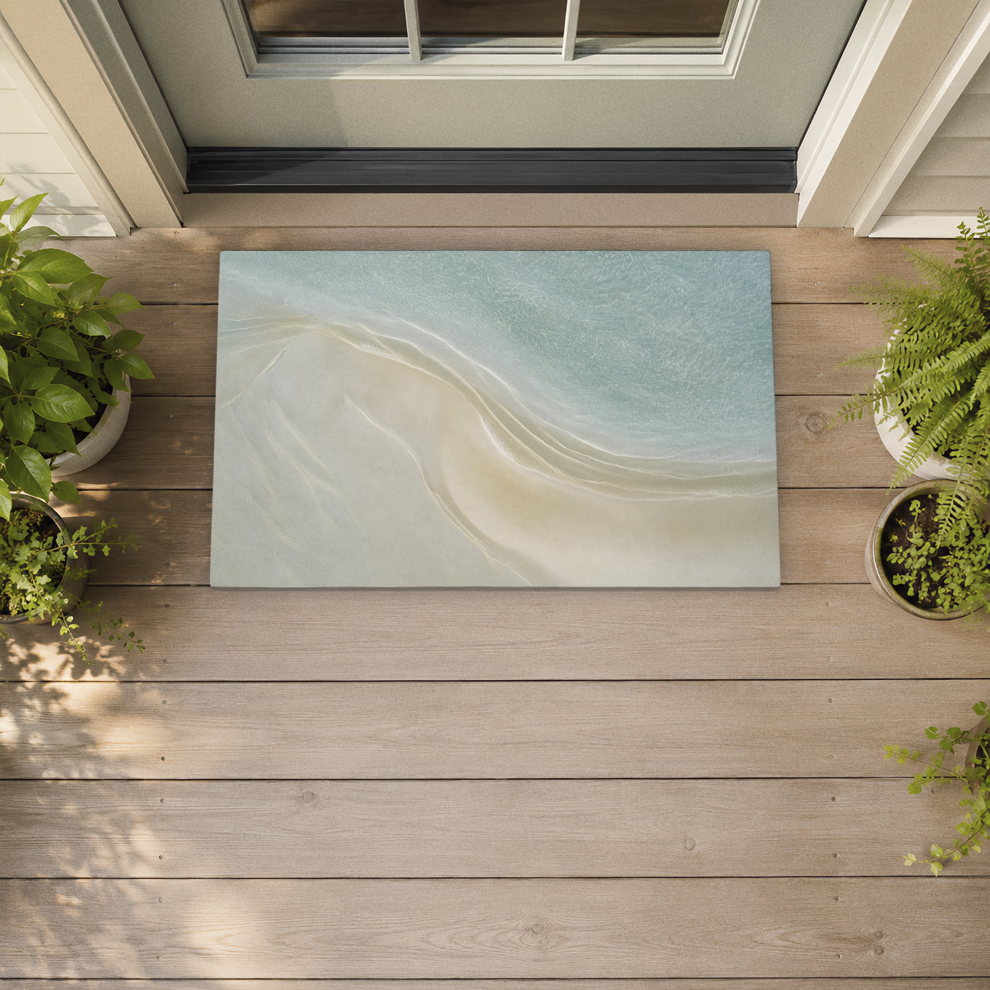 Stupell Industries Sea From Above Aqua Swirl Printed Outdoor Door Floor Mat, design by A Barefoot Stylist