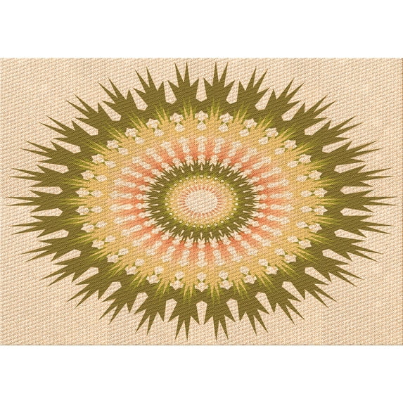 Ahgly Company Indoor Rectangle Patterned Khaki Gold Area Rugs, 7' x 9'