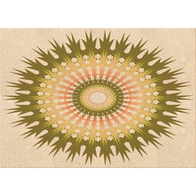 Ahgly Tapis Rectangulaire Lavable en Machine Intérieur Transitionnel Kaki Or, 3 Pieds x 5 Pieds