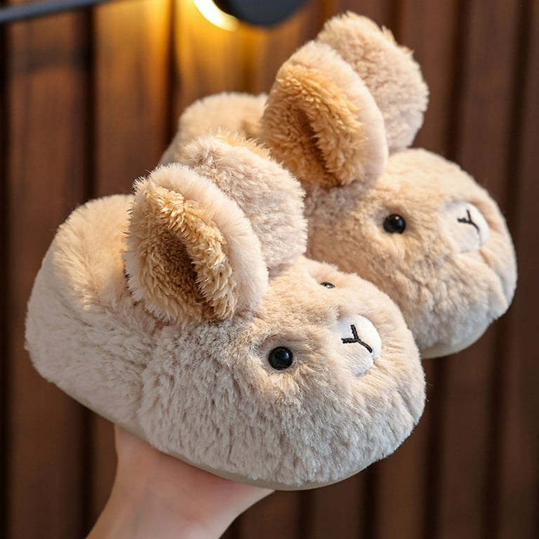 JDEFEG Sock Slippers Toddler Girl Girls Boys Home Slippers Warm Cartoon Rabbit Heel House Slippers for Toddler Lined Winter Indoor Shoes Children Place Sandals for Girls Suede White 180 Walmart