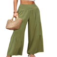 thumbnail image 4 of POINTERTECK Pantalons Larges Amples pour Femmes Taille Haute Couleur Unie Coupe Décontractée Plissée, 4 of 7