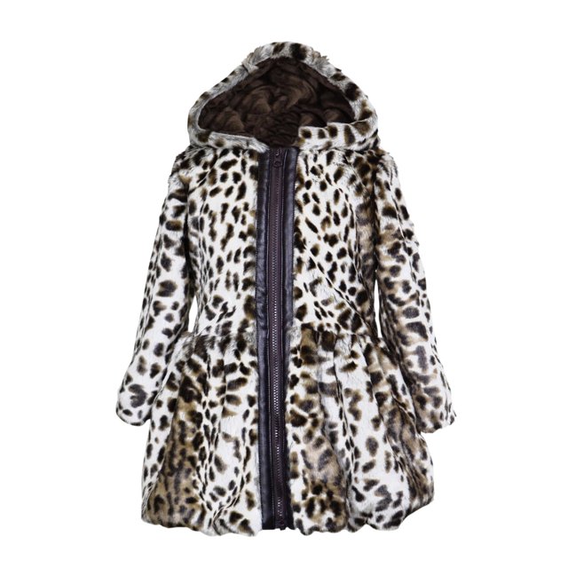 Widgeon Girls' Coat Button Front Faux Fur Jacket