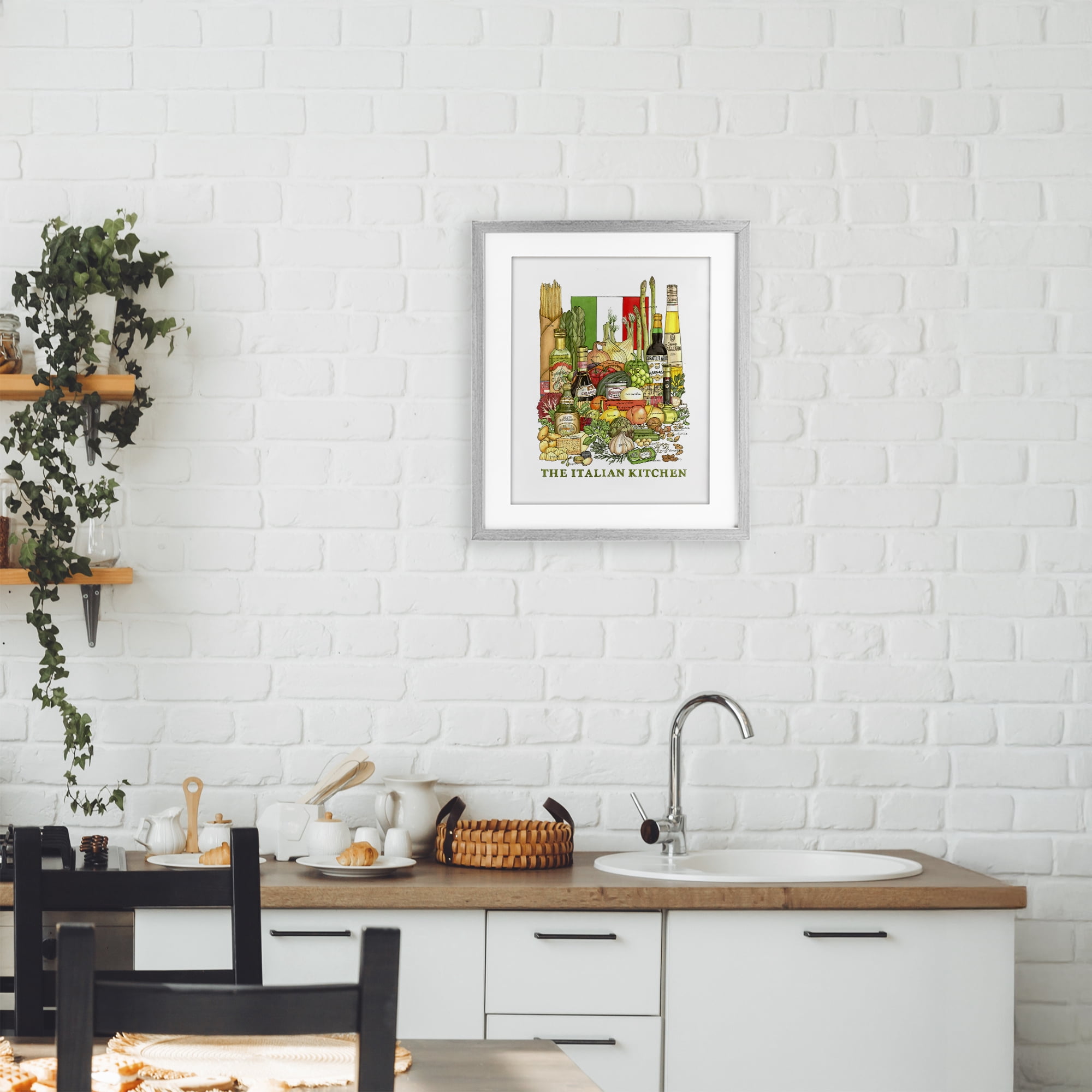 Stupell Industries Italian Kitchen and Food Gray Framed Print Under Glass, design by Nancy Overton