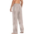 thumbnail image 5 of Men's Pajama Pants with Pockets Sleepwear Lounge Pants Stretch Casual Rose Gold and Golden Stripes, 5 of 6