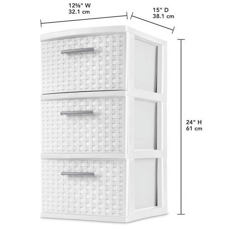 Sterilite 3 Drawer Weave Tower, White