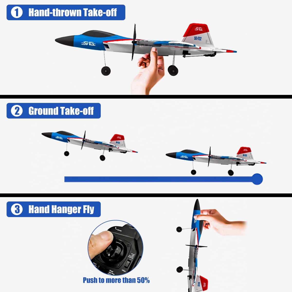 Fisca RC Plane F-22 Raptor RC Jet, 4 Channel Remote Control Airplane, Stunt Flying Upside Down, Great Gift Toy for Kids and Adults