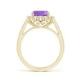 thumbnail image 2 of ANGARA Natural Cushion 2.2 ct Amethyst Cocktail Ring with Diamond Halo in 14K Yellow Gold for Women (Size-8mm) | February Birthstone, Anniversary, Jewelry Gift for Women | Natural Amethyst Ring, 2 of 7