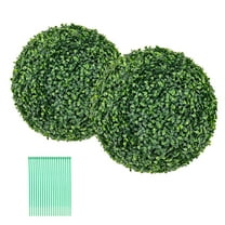 Gymax 2 PCS 16'' Artificial Boxwood Topiary Balls Sun-protective Round Greenery Bushes