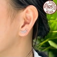 thumbnail image 5 of Bezel Setting Stud Earrings Luxury CZ Hypoallergenic 925 Sterling Silver Jewelry, 5 of 8