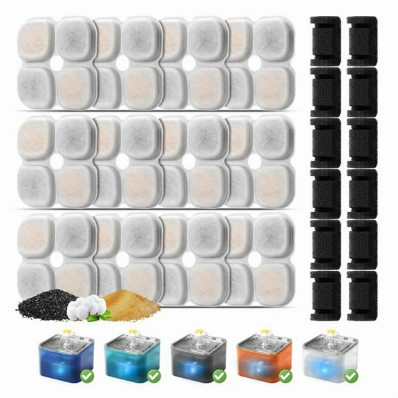 Cat Water Fountain Filter Replacement for 101oz/3L Crystal Cat Fountain Triple Filtration Replacement Filters 12Set