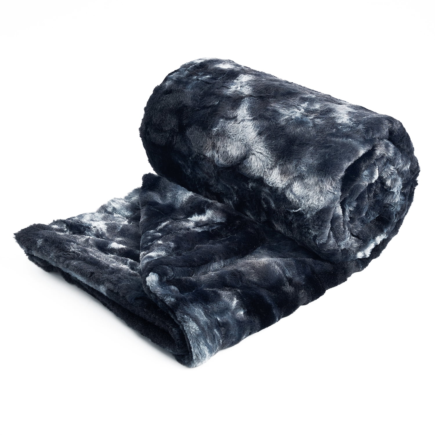 MOOFUN Faux Rabbit Fur Throw Blanket- 60x80 inches, Soft Fluffy Cozy Warm Fuzzy Machine Washable, Durable Blanket for Couch and Bed - Black