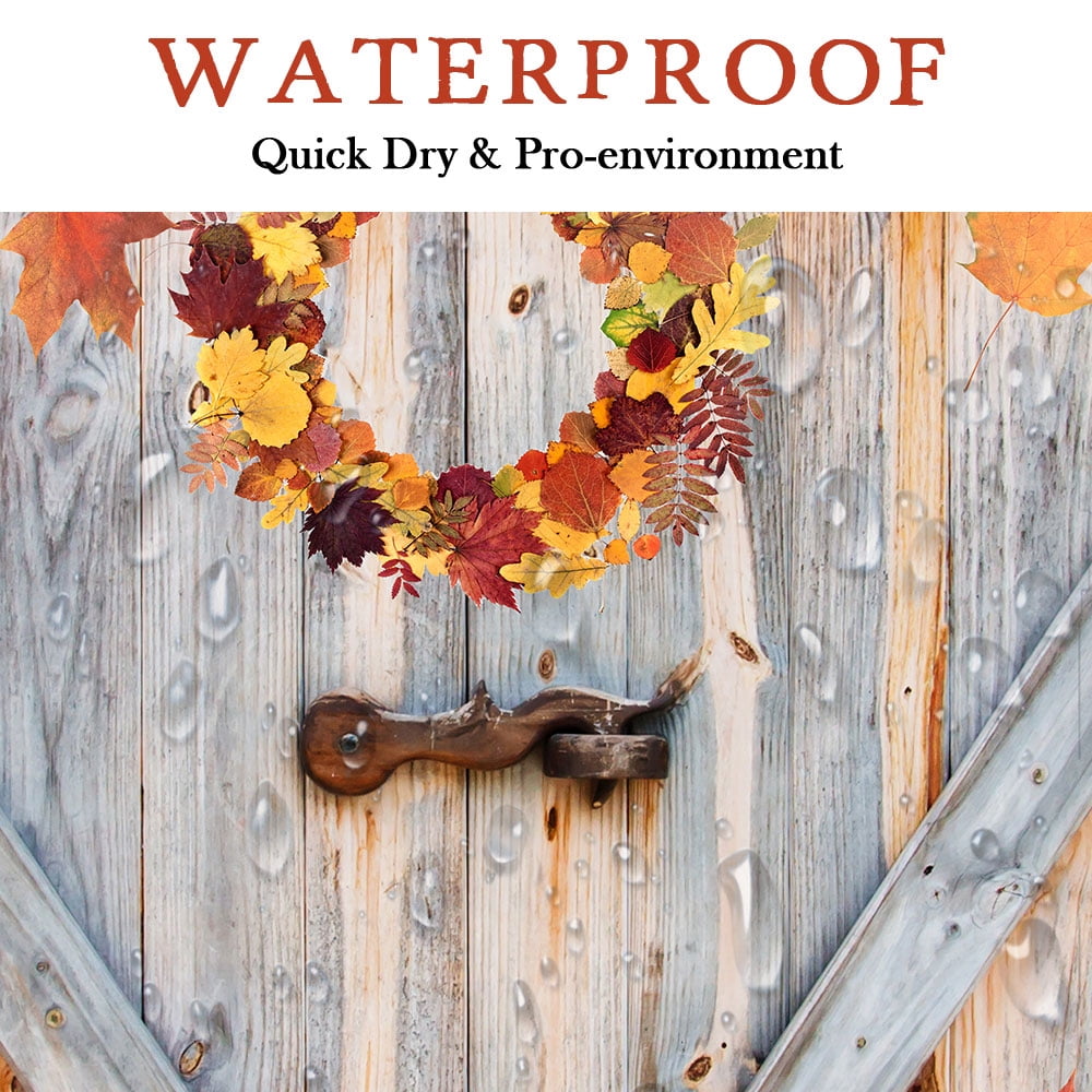 Fall Shower Curtain, Farmhouse Barn Door Pumpkin Bath Curtain, Rustic Autumn Thanksgiving Harvest Bathroom Curtain Bathtub Decor, Polyester Fabric Waterproof Bathroom Curtain with 12 Hooks 70X75in