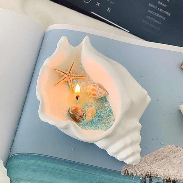 Velas naturales, vela de gel de cera de soja con concha y aceite, velas decorativas, velas terapéuticas para mujeres, vela antiestrés con concha.
