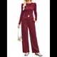 thumbnail image 3 of Conjunto de Chándal de 2 Piezas para Mujer, con Pantalones Acampanados de Yoga y Mangas Largas, Estilo Casual, A Juego. Vino Tinto L, 3 of 9