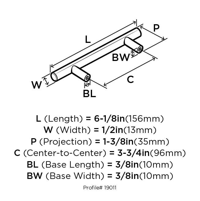 Bar Pulls 3 3 4 In 96 Mm Center To Center Gunmetal Cabinet Pull Walmart Com Walmart Com