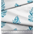 thumbnail image 3 of Soimoi Satin Silk Fabric Leaves & Floral Block Print Fabric by The Yard 42 Inch Wide, 3 of 3