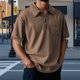 thumbnail image 1 of Blusa y camisa de manga corta con cuello vuelto para hombre, blusa informal de verano a la moda de color liso con cuello vuelto, blusa para hombre, 1 of 6