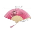 thumbnail image 2 of Unique Bargains 1 Pc Evening Blossom Elegance Design Folding Fan for Dancing Party Pink Bamboo Silk, 2 of 5