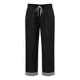 thumbnail image 5 of Cropped Beach Pants for Women 2026 Spring Summer Relaxed Fit Elastic Waist Straight Leg Lightweight Linen Pants with Pockets, 5 of 6