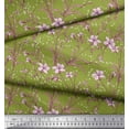 thumbnail image 3 of Soimoi Modal Satin Fabric Leaves & Azalea Floral Decor Fabric Printed Yard 42 Inch Wide, 3 of 3