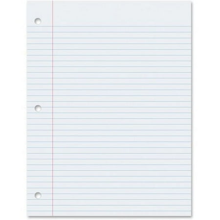 Pacon College Ruled Filler Paper 100 Sheets - College Ruled - 0.28" Ruled Red Margin - 3 Hole(s) - 8" x 10 1/2" - White Paper - Smooth, Punched - 100 / Pack