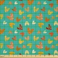 thumbnail image 2 of Ambesonne Romantic Fabric by the Yard Microfiber, Valentine's Day Heart Art, 5 Yards, Dark Seafoam Dark Orange, 2 of 2