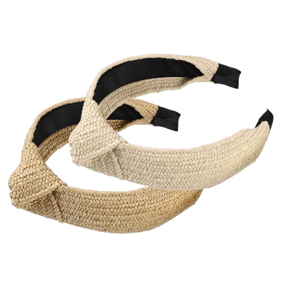 Vocoste 2 Pcs Women' Wide Knotted Headband Classic Casual Style Khaki Beige 1.97" Wide