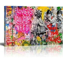 Banksy Wall Art Love Is All We Need Graffiti Canvas Wall Art Paintings on the Wall Follow Your Dream Street Graffiti Poster Pictures Prints for Home Decorations 12x16inch