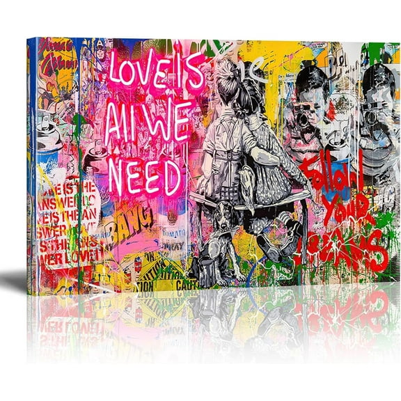 Banksy Wall Art Love Is All We Need Graffiti Canvas Wall Art Paintings on the Wall Follow Your Dream Street Graffiti Poster Pictures Prints for Home Decorations 12x16inch